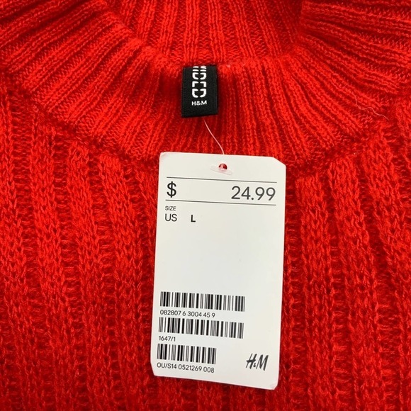 H&M Divide Red Mock Turtleneck Sweater L - Picture 3 of 6